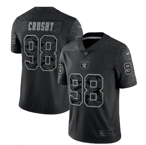 Las Vegas Raiders #98 Maxx Crosby Black Reflective Limited Stitched Football Jersey - Click Image to Close