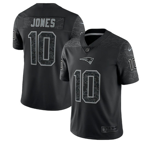 New England Patriots #10 Mac Jones Black Reflective Limited Stitched Football Jersey
