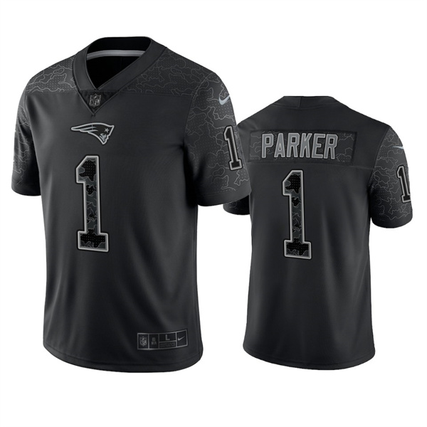 New England Patriots #1 DeVante Parker Black Reflective Limited Stitched Football Jersey