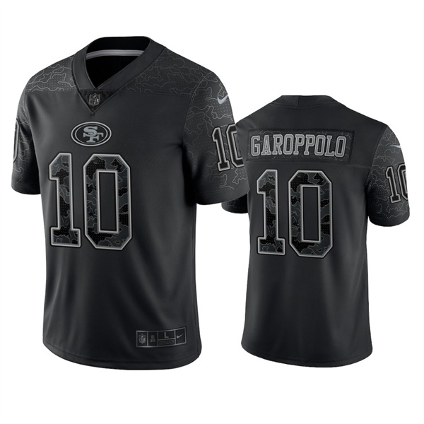San Francisco 49ers #10 Jimmy Garoppolo Black Reflective Limited Stitched Football Jersey