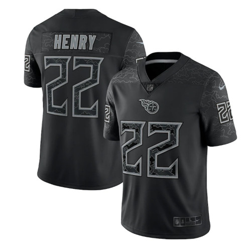 Tennessee Titans #22 Derrick Henry Black Reflective Limited Stitched Football Jersey - Click Image to Close