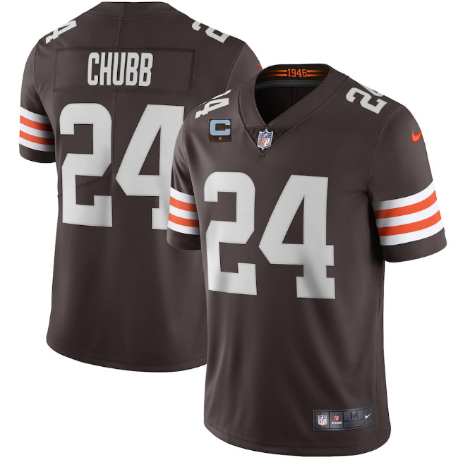Cleveland Browns 2022 #24 Nick Chubb Brown With 1-star C Patch Vapor Untouchable Limited NFL Stitche