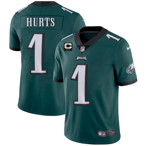 Philadelphia Eagles 2022 #1 Jalen Hurts Green With 2-star C Patch Vapor Untouchable Limited Stitched