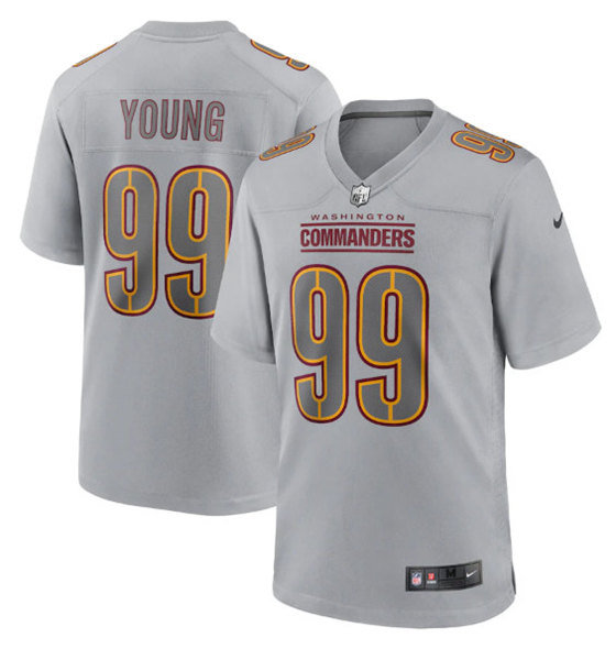 Washington Commanders #99 Chase Young Gray Atmosphere Fashion Stitched Game Jersey - Click Image to Close