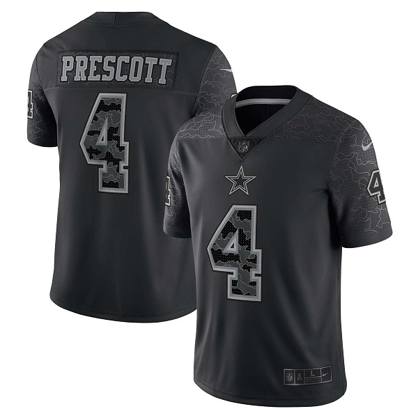 Dallas Cowboys #4 Dak Prescott Black Reflective Limited Stitched Football Jersey - Click Image to Close