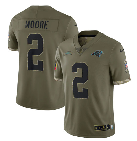 Carolina Panthers #2 D. Moore 2022 Olive Salute To Service Limited Stitched Jersey - Click Image to Close