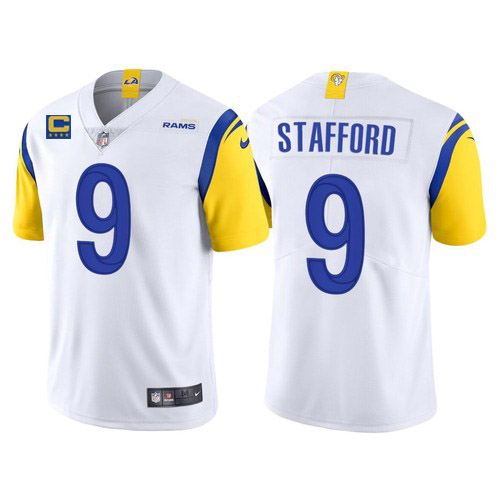 Los Angeles Rams 2022 #9 Matthew Stafford White With 4-star C Patch Stitched NFL Jersey