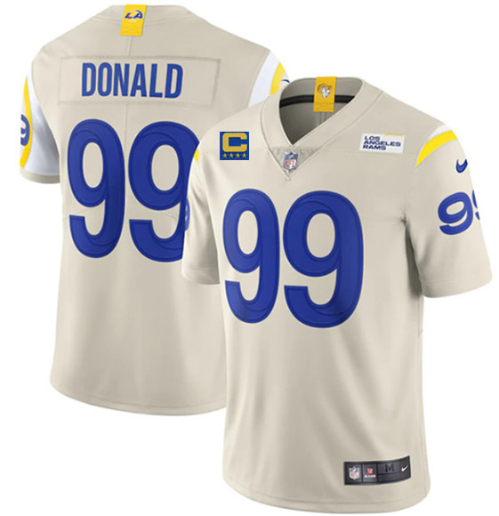 Los Angeles Rams 2022 #99 Aaron Donald Bone White With 4-star C Patch Stitched NFL Jersey