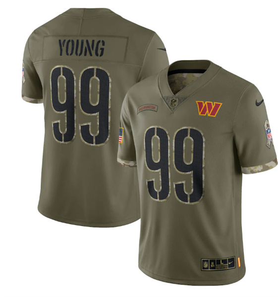 Washington Commanders #99 Chase Young 2022 Olive Salute To Service Limited Stitched Jersey - Click Image to Close