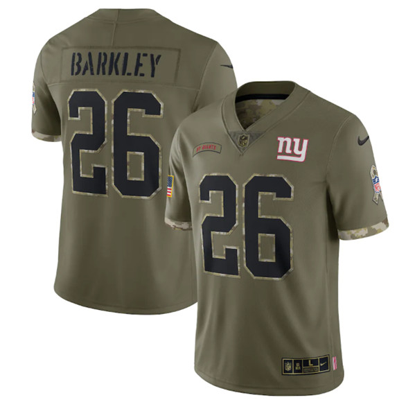 New York Giants #26 Saquon Barkley 2022 Olive Salute To Service Limited Stitched Jersey - Click Image to Close