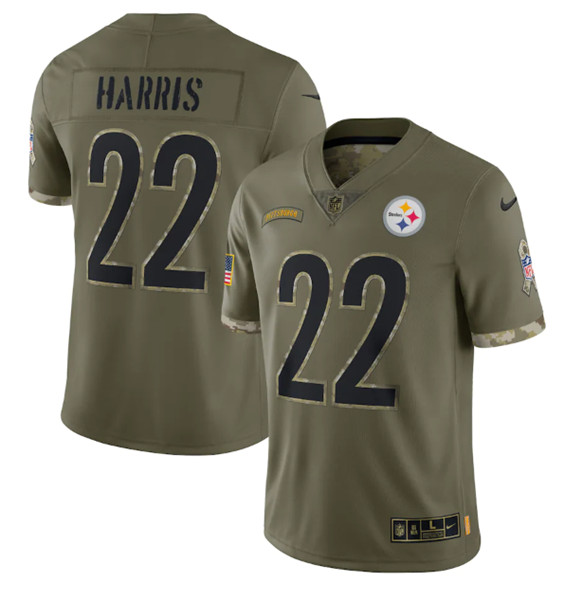 Pittsburgh Steelers #22 Najee Harris 2022 Olive Salute To Service Limited Stitched Jersey