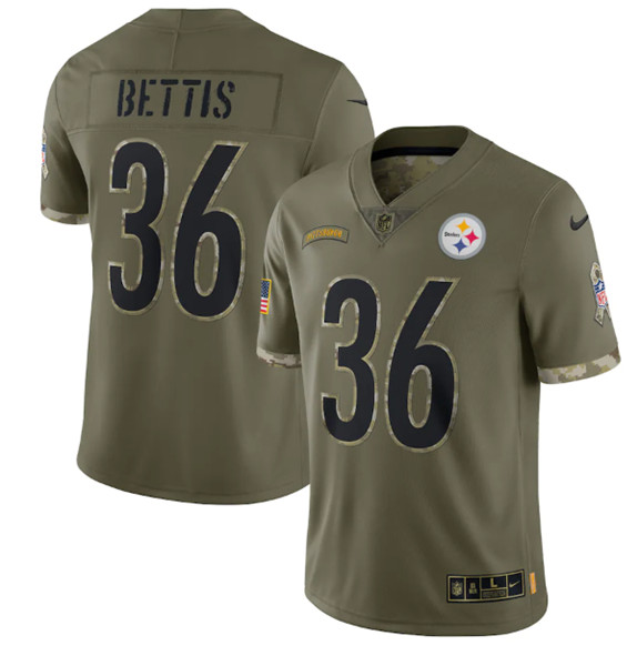 Pittsburgh Steelers #36 Jerome Bettis 2022 Olive Salute To Service Limited Stitched Jersey