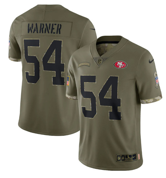 San Francisco 49ers #54 Fred Warner 2022 Olive Salute To Service Limited Stitched Jersey - Click Image to Close