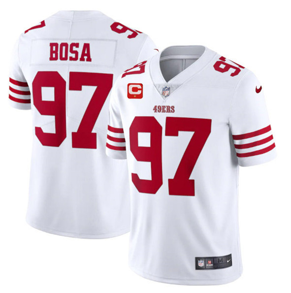 San Francisco 49ers 2022 #97 Bosa White Scarlet With 1-star C Patch Vapor Untouchable Limited Stitch