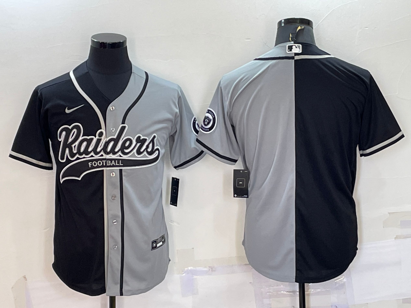 Las Vegas Raiders Blank Black Grey Split With Patch Cool Base Stitched Baseball Jersey