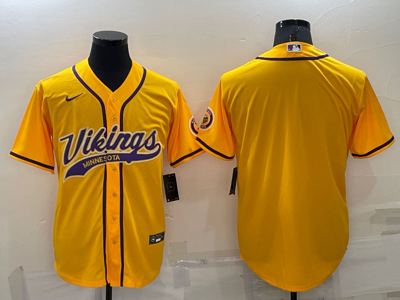 Minnesota Vikings Blank Gold Stitched MLB Cool Base Baseball Jersey