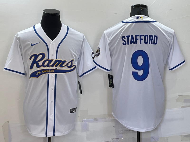 Los Angeles Rams #9 Matthew Stafford White Stitched Cool Base Baseball Jersey