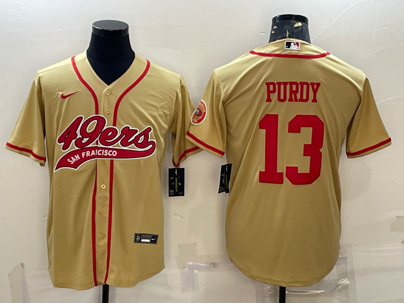 San Francisco 49ers #13 Brock Purdy Gold With Patch Cool Base Stitched Baseball Jersey