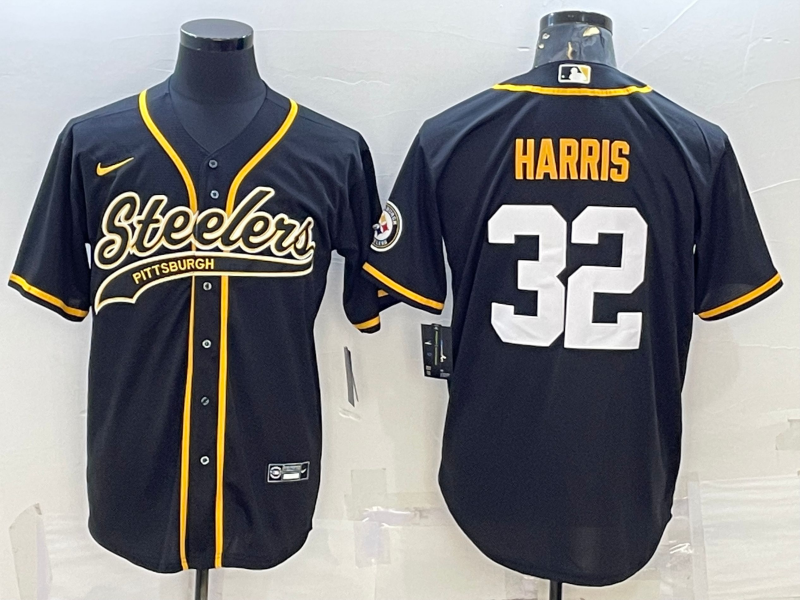Pittsburgh Steelers #32 Franco Harris Black With Patch Cool Base Stitched Baseball Jerseys