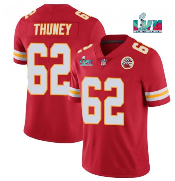 Kansas City Chiefs #62 Joe Thuney Red Super Bowl LVII Patch Vapor Untouchable Limited Stitched Jerse