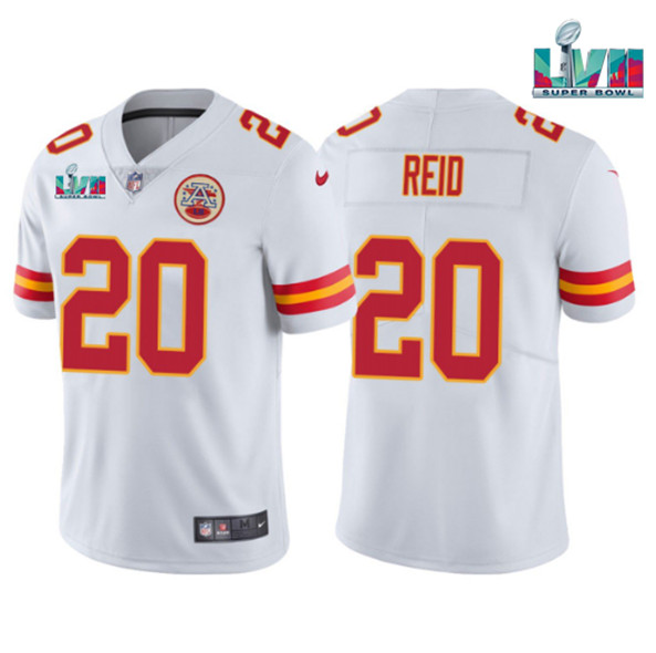 Kansas City Chiefs #20 Justin Reid White Super Bowl LVII Patch Vapor Untouchable Limited Stitched Je