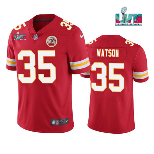 Kansas City Chiefs #35 Jaylen Watson Red Super Bowl LVII Patch Vapor Untouchable Limited Stitched Je
