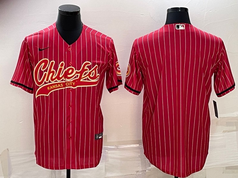 Kansas City Chiefs Blank Red With Patch Cool Base Stitched Baseball Jersey
