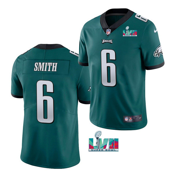 Philadelphia Eagles #6 DeVonta Smith Green Super Bowl LVII Patch Vapor Untouchable Limited Stitched