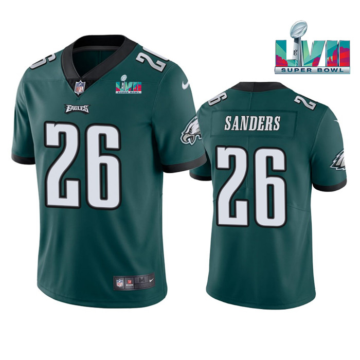 Philadelphia Eagles #26 Miles Sanders Green Super Bowl LVII Patch Vapor Untouchable Limited Stitched