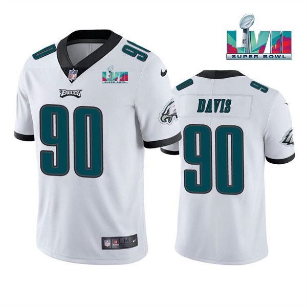 Philadelphia Eagles #90 Jordan Davis White Super Bowl LVII Patch Vapor Untouchable Limited Stitched
