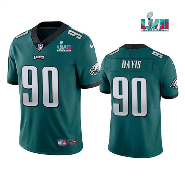 Philadelphia Eagles #90 Jordan Davis Green Super Bowl LVII Patch Vapor Untouchable Limited Stitched