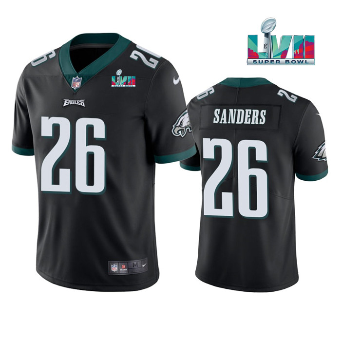 Philadelphia Eagles #26 Miles Sanders Black Super Bowl LVII Patch Vapor Untouchable Limited Stitched