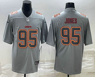 Kansas City Chiefs #95 Chris Jones Gray Atmosphere Fashion Stitched Jersey