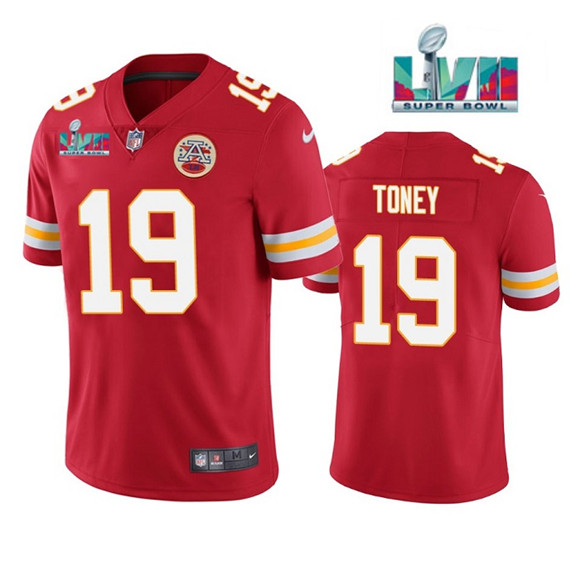 Kansas City Chiefs #19 Kadarius Toney Red Super Bowl LVII Patch Vapor Untouchable Limited Stitched F