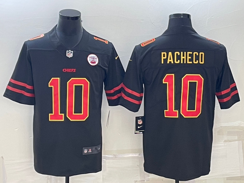 Kansas City Chiefs #10 Isiah Pacheco Black Red Gold Vapor Untouchable Limited Stitched Jersey