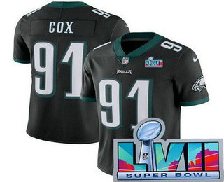 Philadelphia Eagles #91 Fletcher Cox Limited Black Super Bowl LVII Vapor Jersey