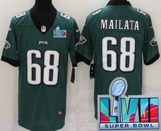Philadelphia Eagles #68 Jordan Mailata Limited Green Super Bowl LVII Vapor Jersey
