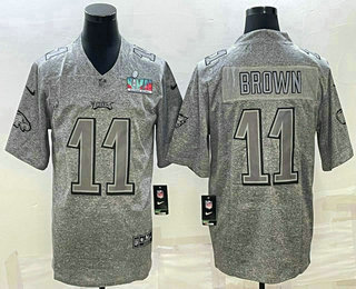 Philadelphia Eagles #11 AJ Brown Grey Super Bowl LVII Patch Stitched Jersey