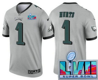Philadelphia Eagles #1 Jalen Hurts Limited Gray Inverted Super Bowl LVII Vapor Jersey