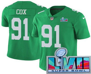 Philadelphia Eagles #91 Fletcher Cox Limited Green Rush Super Bowl LVII Vapor Jersey