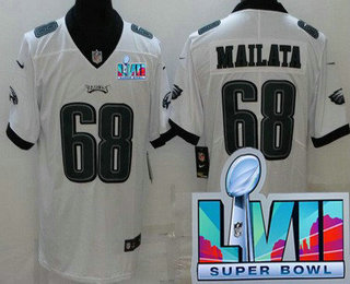 Philadelphia Eagles #68 Jordan Mailata Limited White Super Bowl LVII Vapor Jersey
