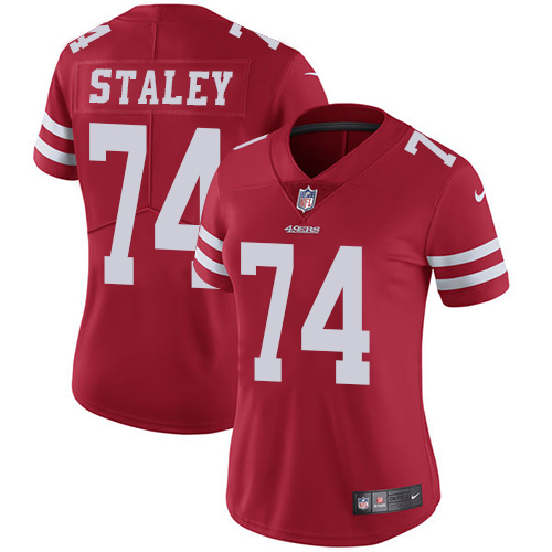 Nike 49ers #74 Joe Staley Red Team Color Women's Stitched NFL Vapor Untouchable Limited Jersey - Click Image to Close