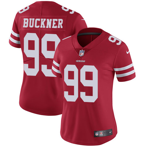 Nike 49ers #99 DeForest Buckner Red Team Color Women's Stitched NFL Vapor Untouchable Limited Jersey - Click Image to Close