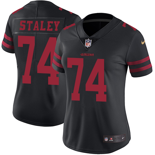 Nike 49ers #74 Joe Staley Black Alternate Women's Stitched NFL Vapor Untouchable Limited Jersey