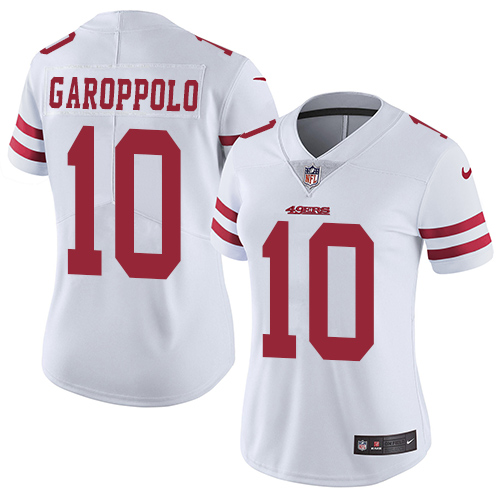 Nike 49ers #10 Jimmy Garoppolo White Women's Stitched NFL Vapor Untouchable Limited Jersey - Click Image to Close