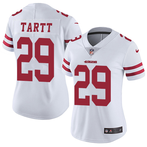 Nike 49ers #29 Jaquiski Tartt White Women's Stitched NFL Vapor Untouchable Limited Jersey - Click Image to Close