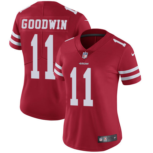 Nike 49ers #11 Marquise Goodwin Red Team Color Women's Stitched NFL Vapor Untouchable Limited Jersey - Click Image to Close