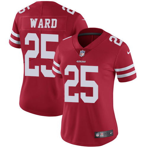Nike 49ers #25 Jimmie Ward Red Team Color Women's Stitched NFL Vapor Untouchable Limited Jersey