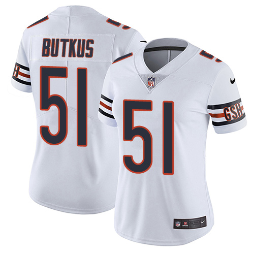 Nike Bears #51 Dick Butkus White Women's Stitched NFL Vapor Untouchable Limited Jersey
