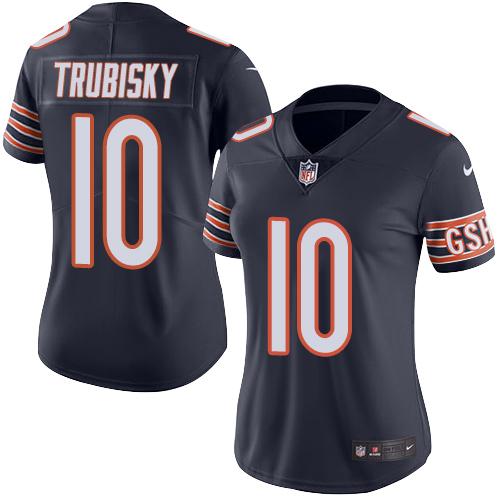 Nike Bears #10 Mitchell Trubisky Navy Blue Team Color Women's Stitched NFL Vapor Untouchable Limited - Click Image to Close